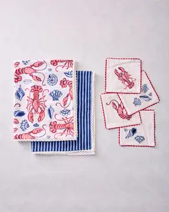 Lobster Landing - Hostess Kitchen Towels & Cocktail Napkins Bundle - Cloud