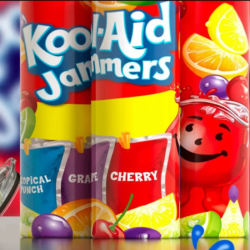 Kool Aid Jammer Tumbler - Tropical Punch, Grape, Cherry Flavors - Fun, Colorful Drinkware for Kids