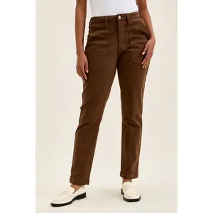 Judy Blue High Waist Aurora Weekender Garment Dyed Mahogany Cuffed Slim Straight Jogger Denim Jeans 881196, Spandex, Cotton