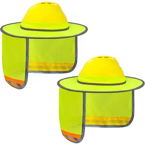 Adults' UPF Sun Shade Neck Protector for Full Brim Hats - 2 Pack, Breathable Mesh, Reflective Strips Outdoor Accessory for Gardening, Residential Outdoor Work