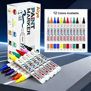 12 Pcs Paint Pen, 12 Colour Smile Car Scratch Repair Touch-up Paint Special Pen Multi-color Options Waterproof, Repairing Furniture, Ceramic Tiles, Oil-Based Marker Pen Car Touch Up Paint Pen for All Auto Parts No Warranty
