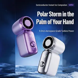 Mini Handheld Ice Cooling Fan, TEC Semiconductor Instant Cooling, 6-Speed + Smart Display, Aerospace-Grade Turbine 9.3m/s, Ice Compress Function, Ultra-Mini Portable, Summer Essential