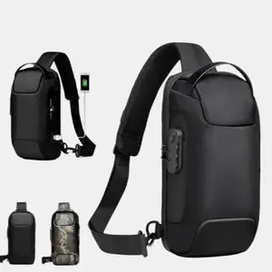 Anti Theft Sling Bag Waterproof Chest Bag Crossbody Backpack w/ USB Charge Port for Secure Travel