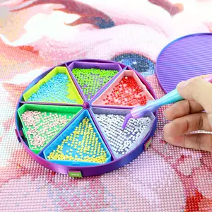 360° Rotating Plastic Diamond Painting Tray, Multi-Functional Storage Tray, Colorful Separated Triangle Trays, Diamond Painting Tools & Accessories Set, Diamond Art Tools