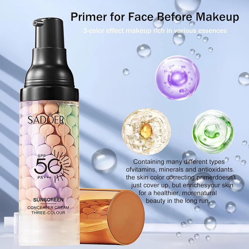 3 In 1 Primer for Face Before Makeup, SPF 50 PA+++ | Hydrating, Oil-Control & Glow-Boosting Formula |  Even Skin Tone Multi Use Makeup Flawless Coverage ,Valentine's Day gift