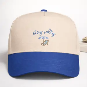 Stay Salty Embroidered Christian Five-Panel Twill Cap – Faith Beach Streetwear, Aesthetic Summer & Gym Hat, Inspirational Bible Verse Gift for Christian Men & Women