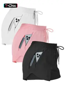 Women's Solid Color, Casual Comfy Breathable Gym Athletic Shorts for Yoga Gym Workout Running, Ladies Summer Bottoms