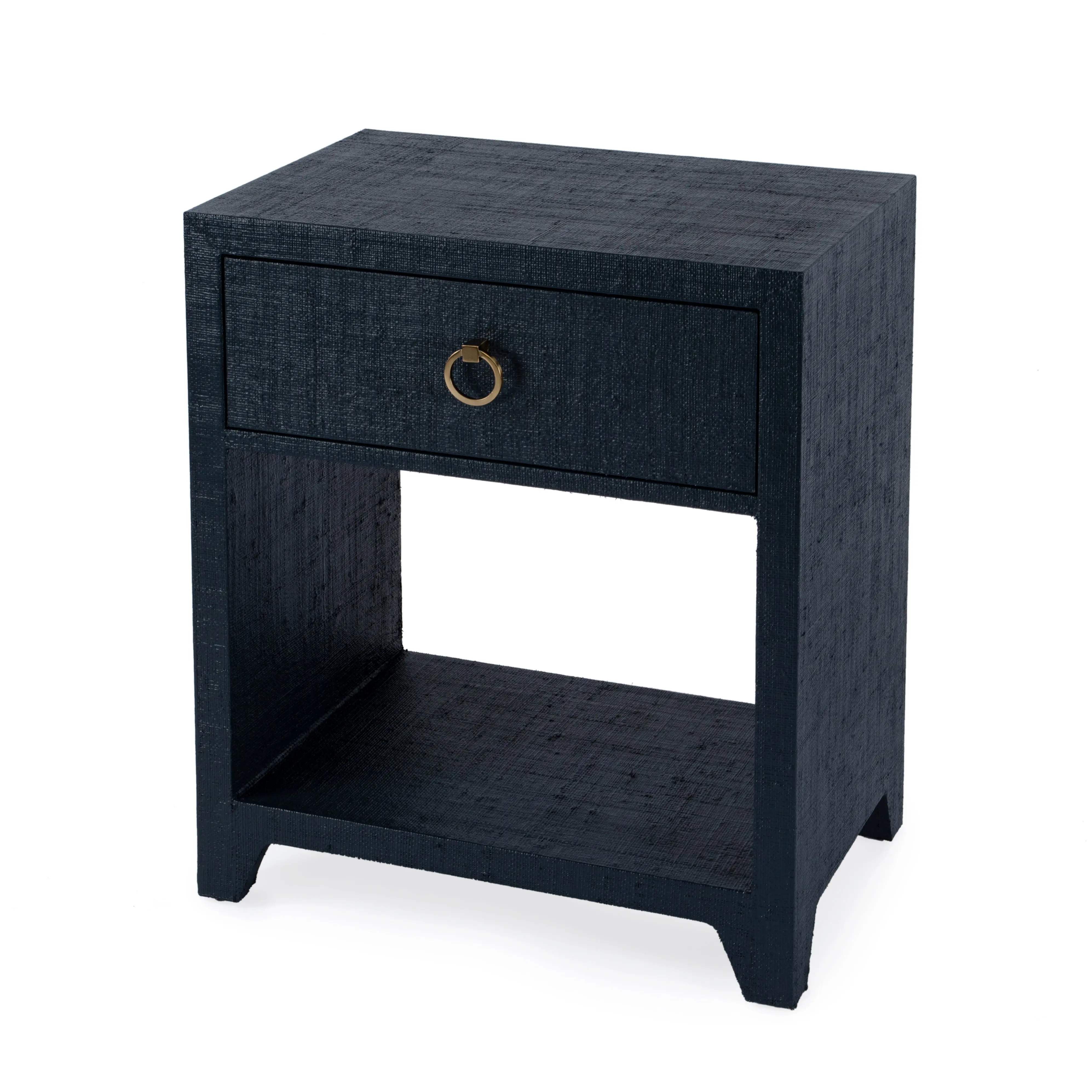 Bar Harbor Raffia 1 Drawer Nightstand in Navy Blue 5669410