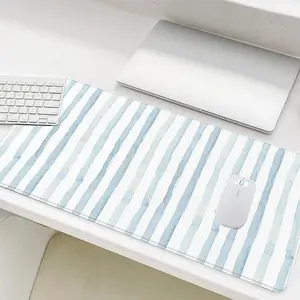 Watercolor Stripe Pattern Mouse Pad, Rectangle Gaming Mouse Pad, Office Desk Accessories, Non-Slip Rubber Base Stitched Edge Desk Pad for Laptop Desktop