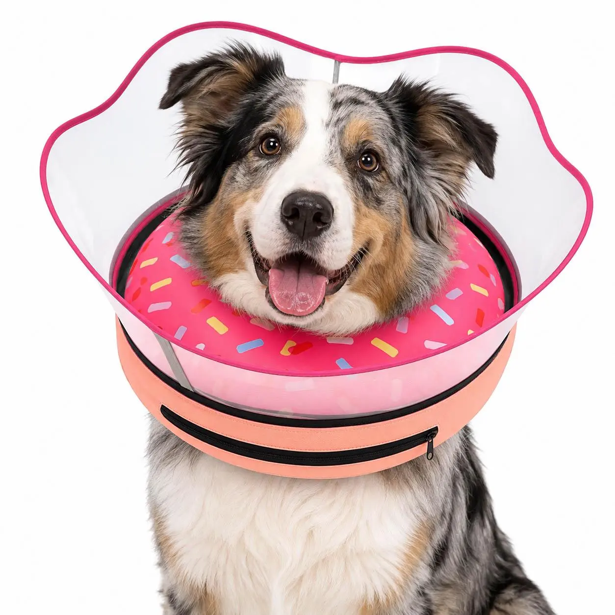 Inflatable Dog Recovery Collar for Dogs & Cats, Soft Donut Cone Alternative with Removable Clear Protective Shield, Adjustable Anti-Lick E-Collar for After Surgery, Wound Care & Recovery
