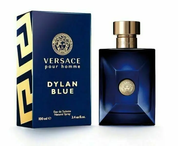 Versace Dylan Blue Pour Homme Eau de Toilette Natural Spray Aromatic Fougere Fragrance with Amber Notes for Men Scented Cologne Edp Liquid Perfumes