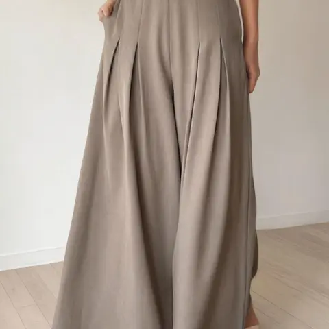 Women's Solid Plicated Pocket Wide Leg, Casual Fashion Loose, Casual Chic Trousers, Casual Comfy Trousers for Daily Wear, Ladies Bottoms for All Seasons, Casual Loose Pants, Casual Lounge Pants, Casual Comfy Baggy