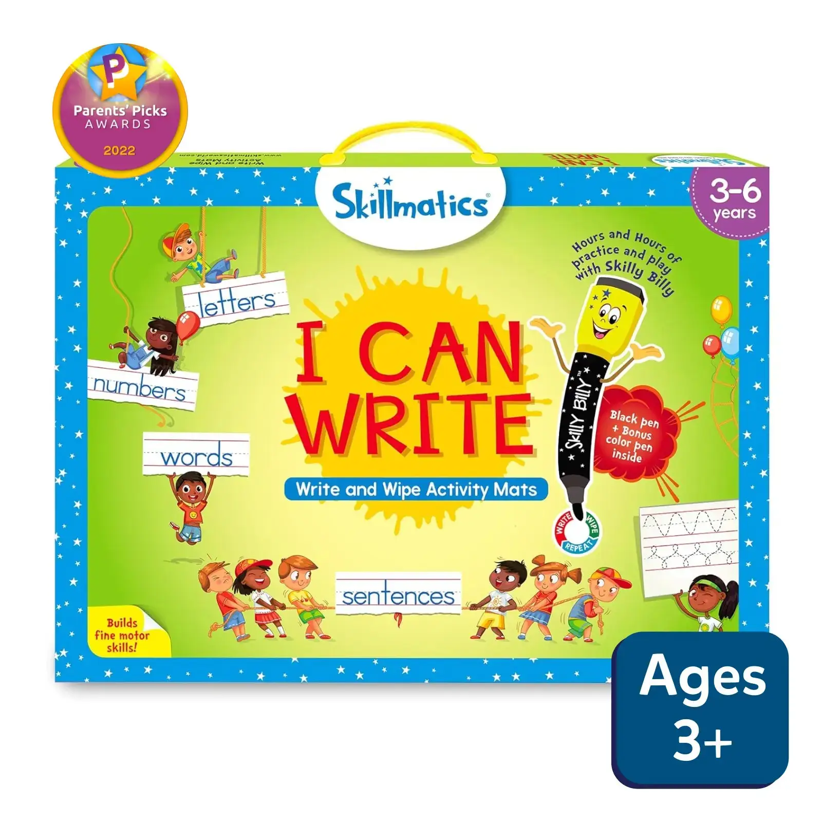 Skillmatics I Can Write Write & Wipe Activity Mats - Reusable Educational Toys for Preschool Kids Ages 3-6 with Dry Erase Markers & Duster Cloth
