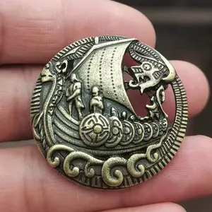 GTHIC Norse Viking Longship Zinc Alloy Brooch Unique Personalized Jewelry Accessories Daily Wear