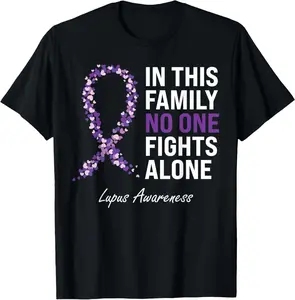 100% Cotton Lupus Awareness Purple Ribbon T-Shirt