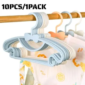 10Pcs Baby Hangers Plastic Hanging Kids Clothes Storage Organiser Hanger for Nursery Children Hangers Toddler Infant Portable Coats Home Rack