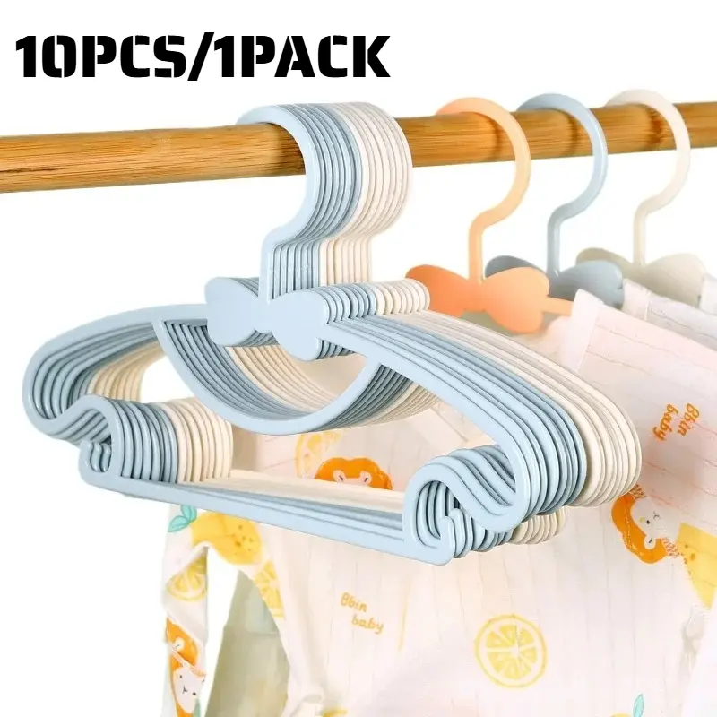 10Pcs Baby Hangers Durable Plastic Hanging Kids Clothes Storage Organiser Hanger for Nursery Children Hangers Toddler Infant Portable Coats Home Rack Curved Shape Hanger Hanger Pack Clothing Organizer