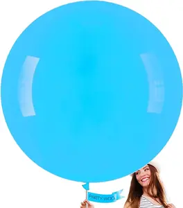 PartyWoo Light Blue Balloons 4pcs 36 Inch Baby Pastel Blue Latex Helium Balloons for Baby Shower Wedding Gender Reveal Graduation Mermaid Birthday Pool Anniversary Beach Party Decorations Blue-Y20