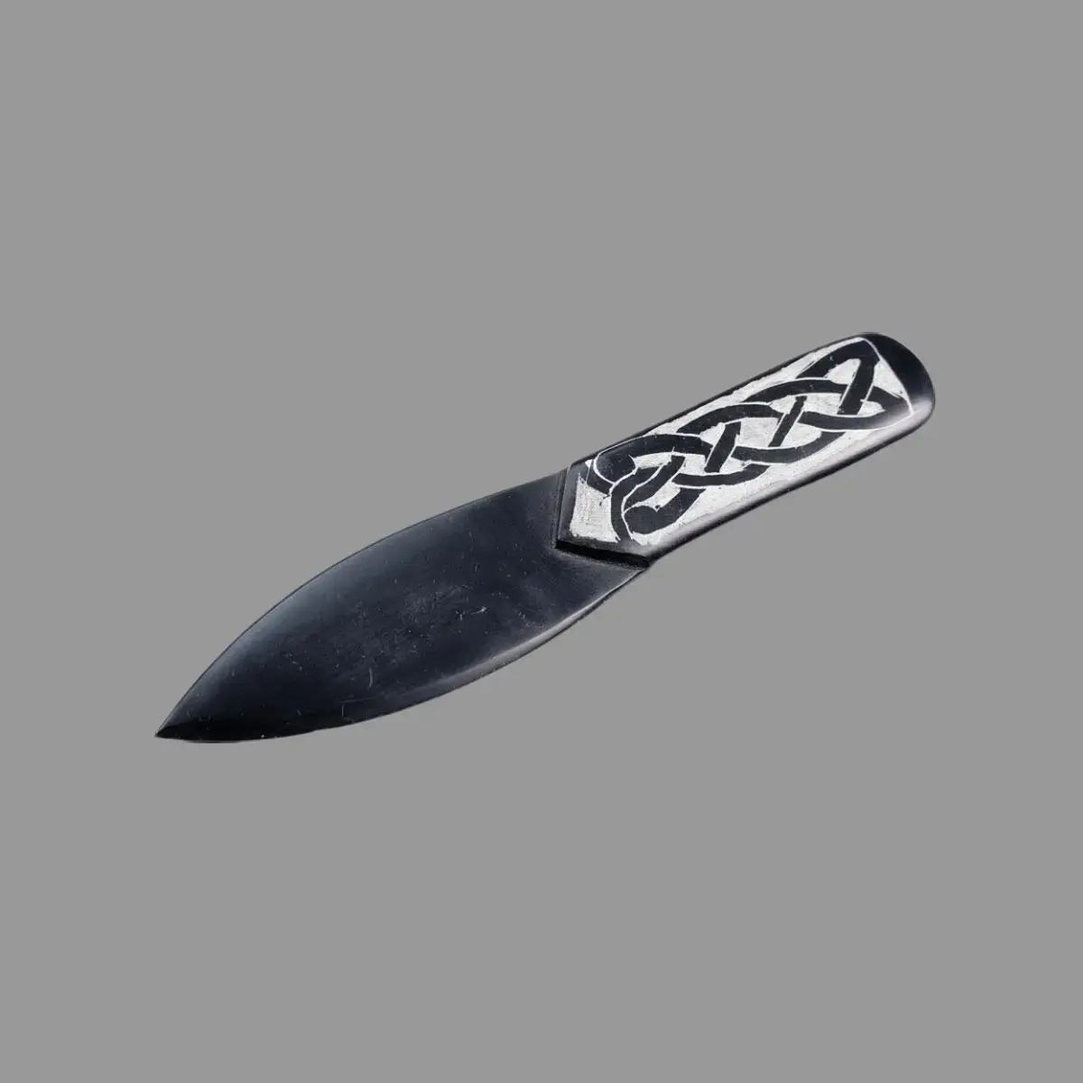 Black Soapstone Ritual Wand – Engraved Altar Tool