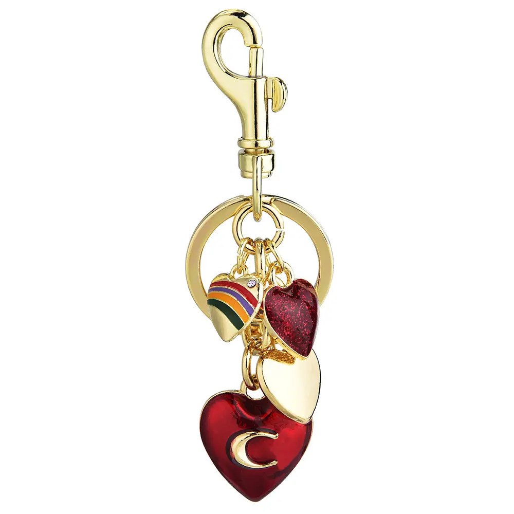 Women's Metal Keychain: Letter "C" Charm with Rhinestone-Embellished Cherry Design