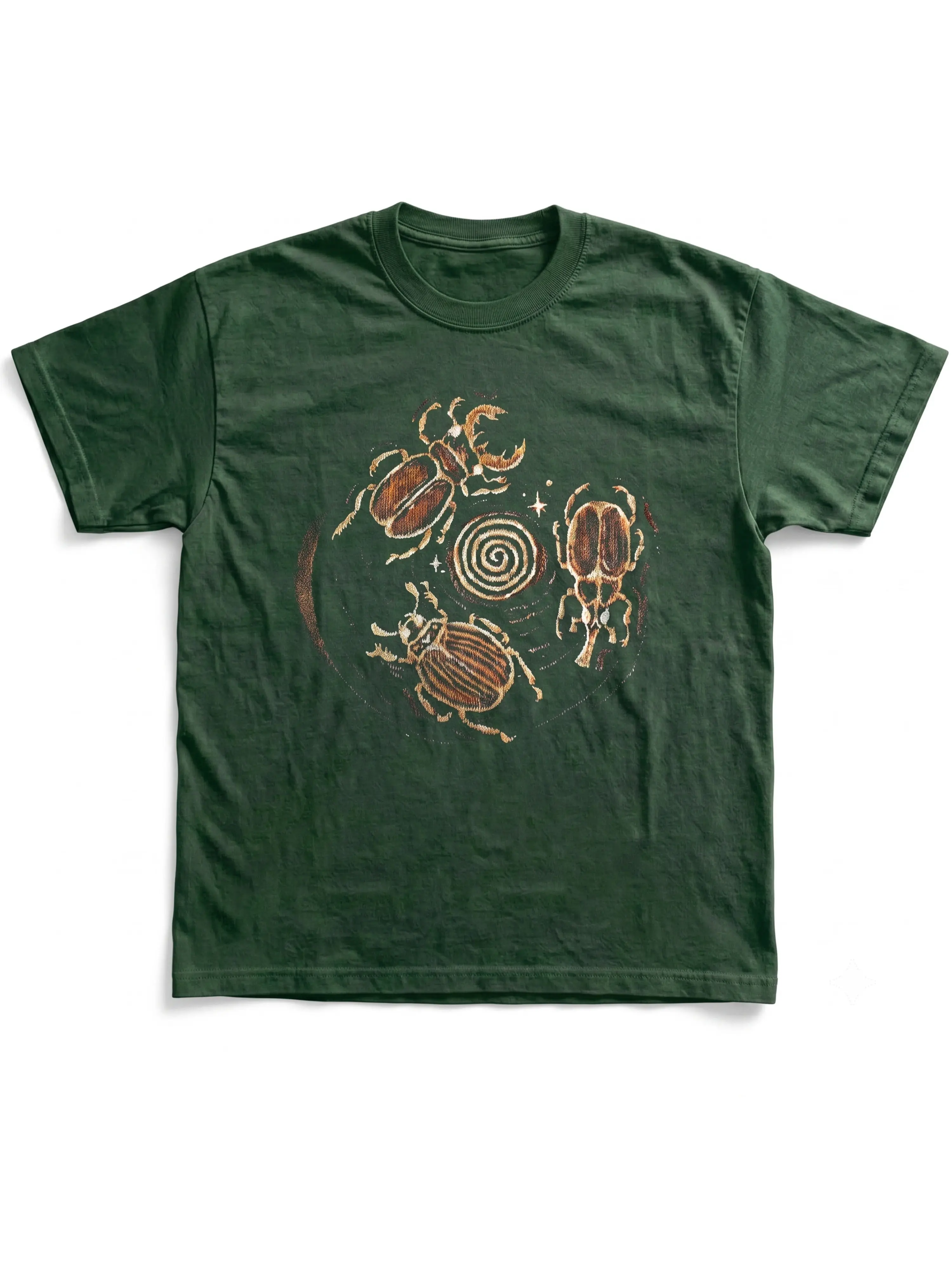 Y2K Vintage Beetle Graphic Tee, Retro Insect Spiral Top, Unisex Cyber-Y2K Streetwear, Bugs Tee, Woodland Animal Tee, Funny Nature Shirt, Menswear Top, Womenswear Top Underwear Streetwear