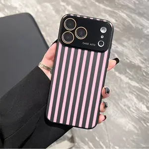Playful And Versatile Vertical Stripe Pattern Phone Case Featuring A Ultra-Soft Skin-Friendly Matte Surface And Integrated Full Lens Protection Silicone Shock-Absorbing High-End Phone Case Suitable For iPhone 17 16 15 14 13 12