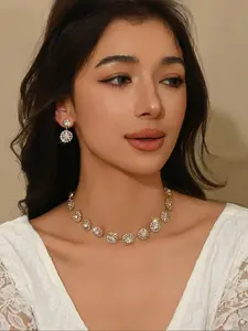 Sparkling Water Diamond Claw Chain Jewelry Set, Matching Jewelry Set, Teardrop Jewelry Set, Elegant Women's Party Style Necklace Earrings Combo, Perfect Small Gift Idea