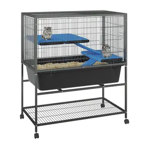 40.5" H Critter Nation Large Ferret Cage, 2-Tier Metal Small Animal Cage with Wheels, Removable Ramps & Platforms for Chinchillas, Rabbits, Guinea Pigs, Sugar Gliders