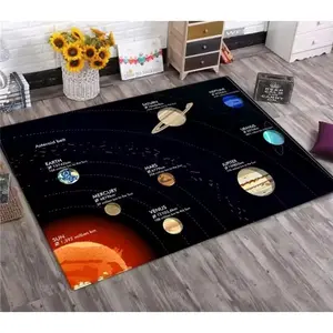 Solar System Planets Educational Flannel Area Rug - Oversized Soft Plush Mat for Playroom & Bedroom, Non-Slip Thick Astronomy Pattern Home Decor for Space Enthusiasts #SpaceRug #SolarSystemCarpet #EducationalDecor #FlannelMat #NonSlipRug