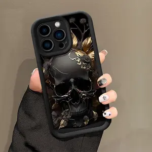 Horror Skull Pattern Phone Case , Soft Silicone , Fully Protected and Shockproof For iPhone 17 16 15 Pro Max 14 14Pro 13 12 11 XSMAX 16Promax Plus Mini 17E Y2k Unique