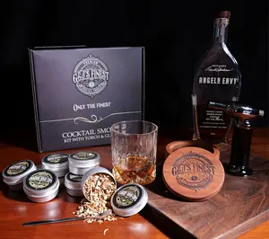 Whiskey Smoker Kit with Torch, 2 Glasses, 6 Wood Chips NO Butane