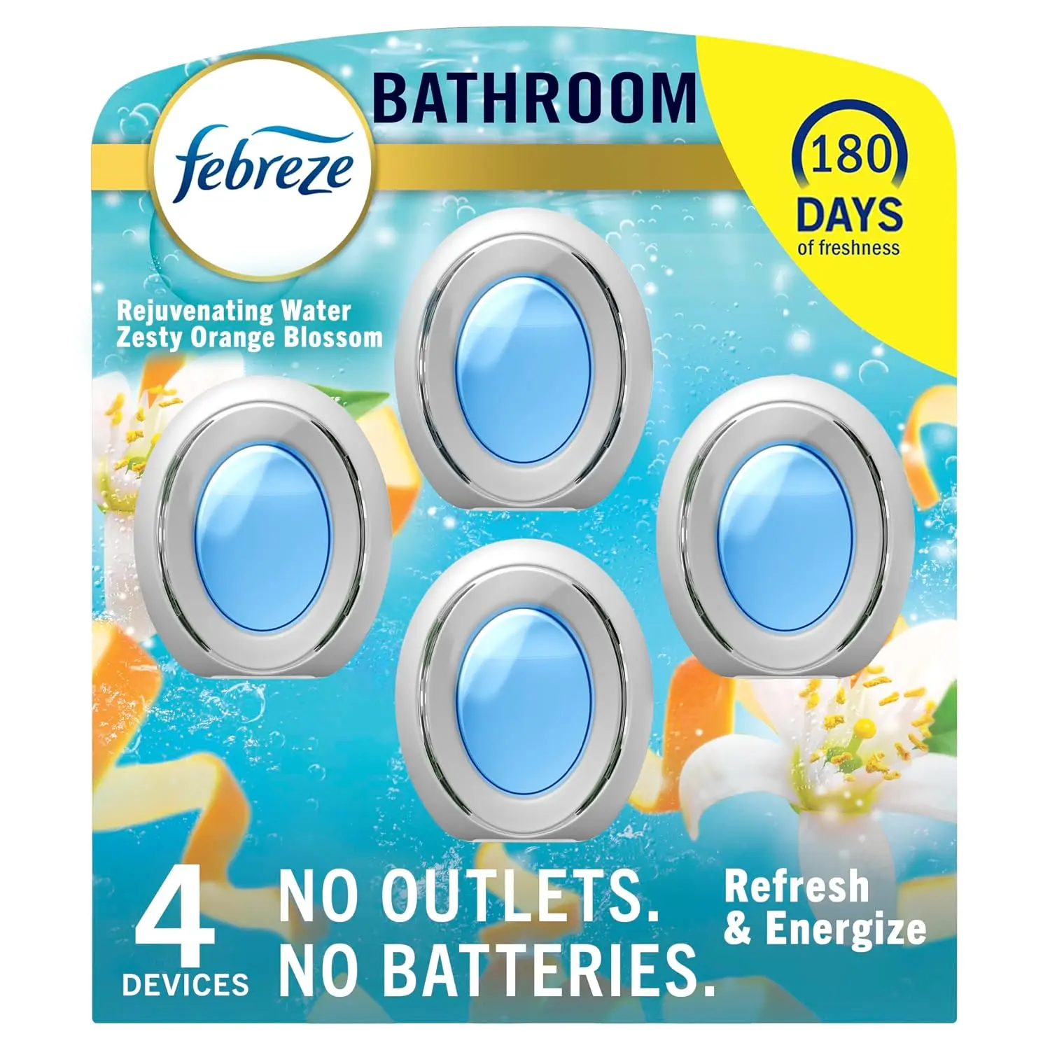 4-Count Small Space Air Fresheners, Refresh & Energize Scent for Bathroom, Closet, Kitchen, Bedroom & Pet Areas
