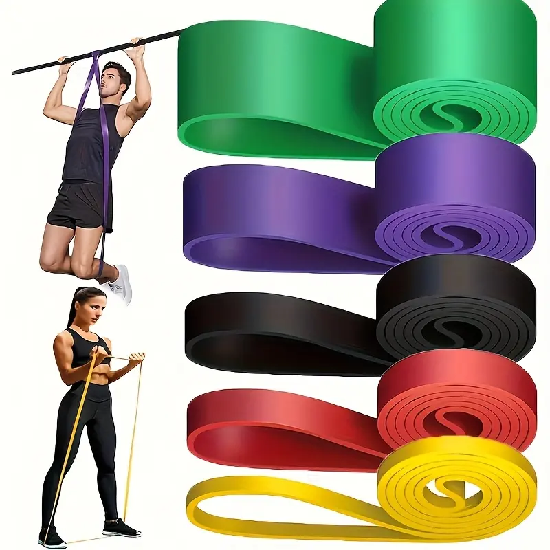 Set of 5 Resistance Bands, Pull-Up Assist Band, Workout Belt, Leg Exercise Bands, Gym and Home Fitness, Sports Equipment Accessories, Elastic Sport Band, Portable Exercise Bands, Elastic Bands For Exercise