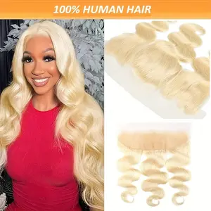2025 NEW Wholesale 14 Inch Body Wave Blonde Lace Frontal Closure - 13x4 Ear-to-Ear Human Hair Extensions, Natural Look, 613 # , Parting for a Sleek Style, Ethnic Hairstyle Variety |   Body Wave Closure |   Highquality Hair