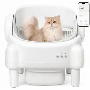 TAYACICY Open-Top Self - Cleaning Litter Box Smart Automatic with App Control for Multiple Cats Large-Capacity Large Waste Bin Cream White 10.5L Capacity Dual Safety Sensors Odor Control Includes 2 Roll Liners | Weekend Special