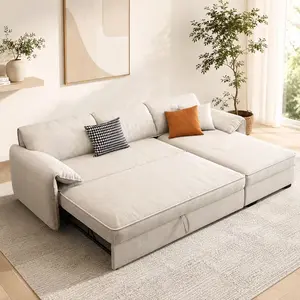 86" Queen Pull Out Sofa Bed, 3-in-1 Convertible Sleeper Sofa with Side Storage, Multi-Functional Velvet Loveseat Couch for Living Room, Bedroom, Apartment