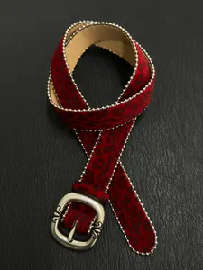 Leopard Velvet Belt with Metal Buckle, Vintage Floral Embroidery, Fashionable Party Accessory, Stylish Women's Waistband, Fashion Belts