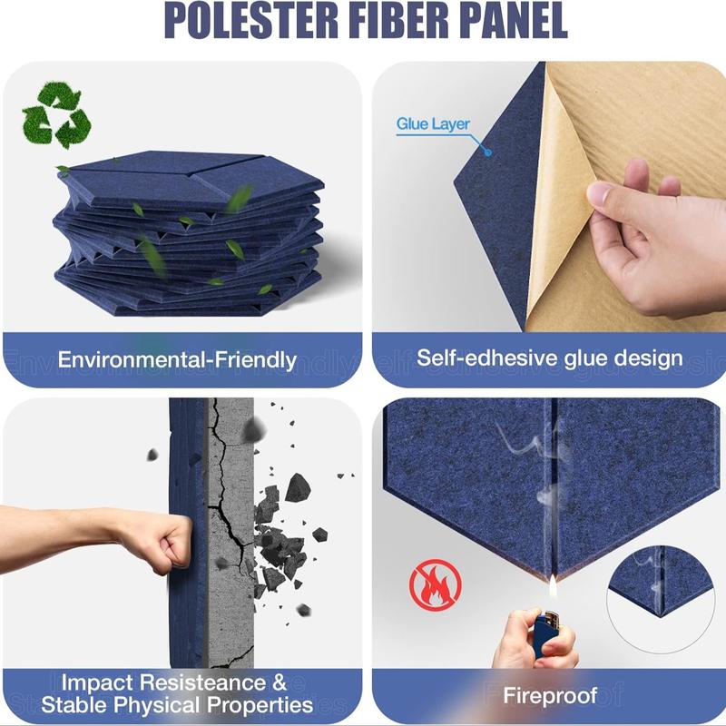 12-Piece Self-Adhesive Removable Wall Soundproof Foam Panels, High-Density Acoustic Insulation, Ideal for Home Theater and Studio, Flame Retardant Design