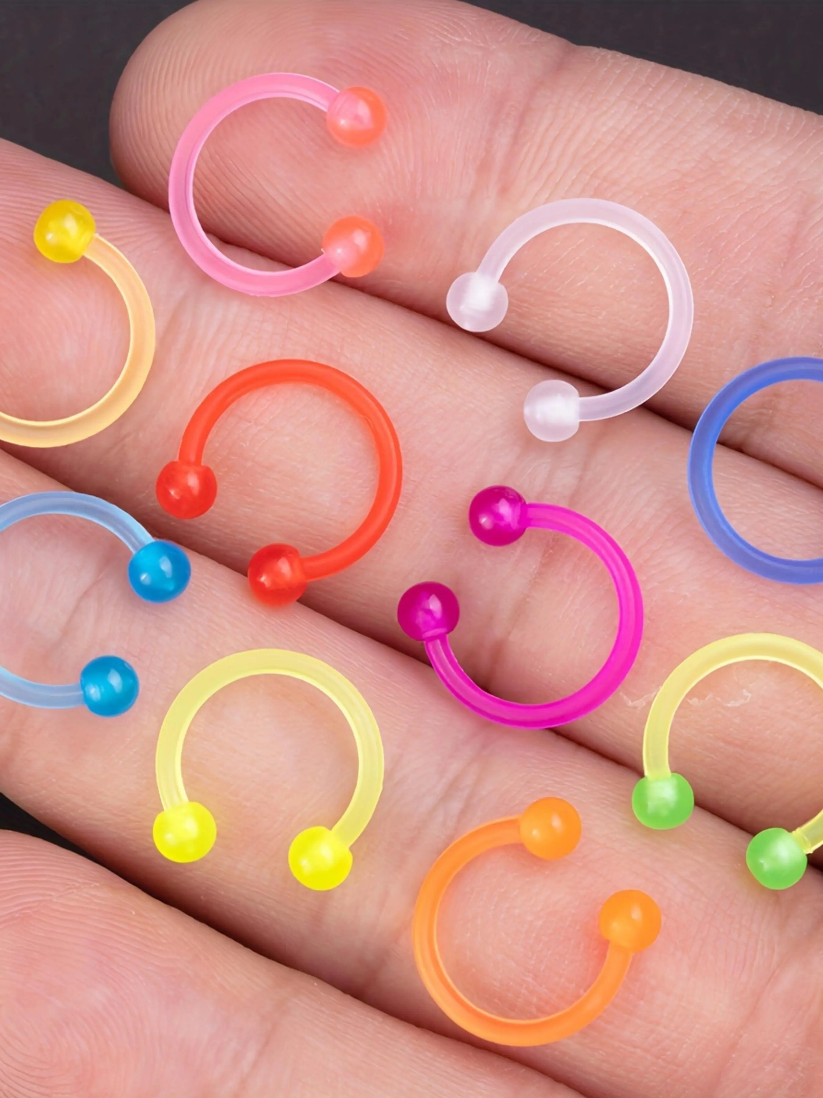 10pcs Glowing Flexible Septum Piercing Rings Acrylic Horseshoe Nose Hoop Rings Eyebrow Lip Earring Tragus Barbells Piercing Jewelry Retainer Chic Body Jewelry Body Piercings Set Nose Rings Hoops