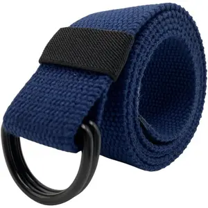 Black D-Ring Web Belt Canvas Belt for Men Women Jeans Belts 1.5'' Wide