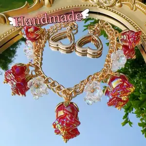 “Rosy Belle” High-Quality Handmade Elegant Rose Charm Bag Chain