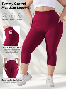 Plus Size Women's High Waist Leggings with Pockets, High Elasticity Four-Way Stretch, Control Tummy, Stylish Summer Yoga Pants, Leopard Print, Multiple Color Options, Side Pocket Leggings