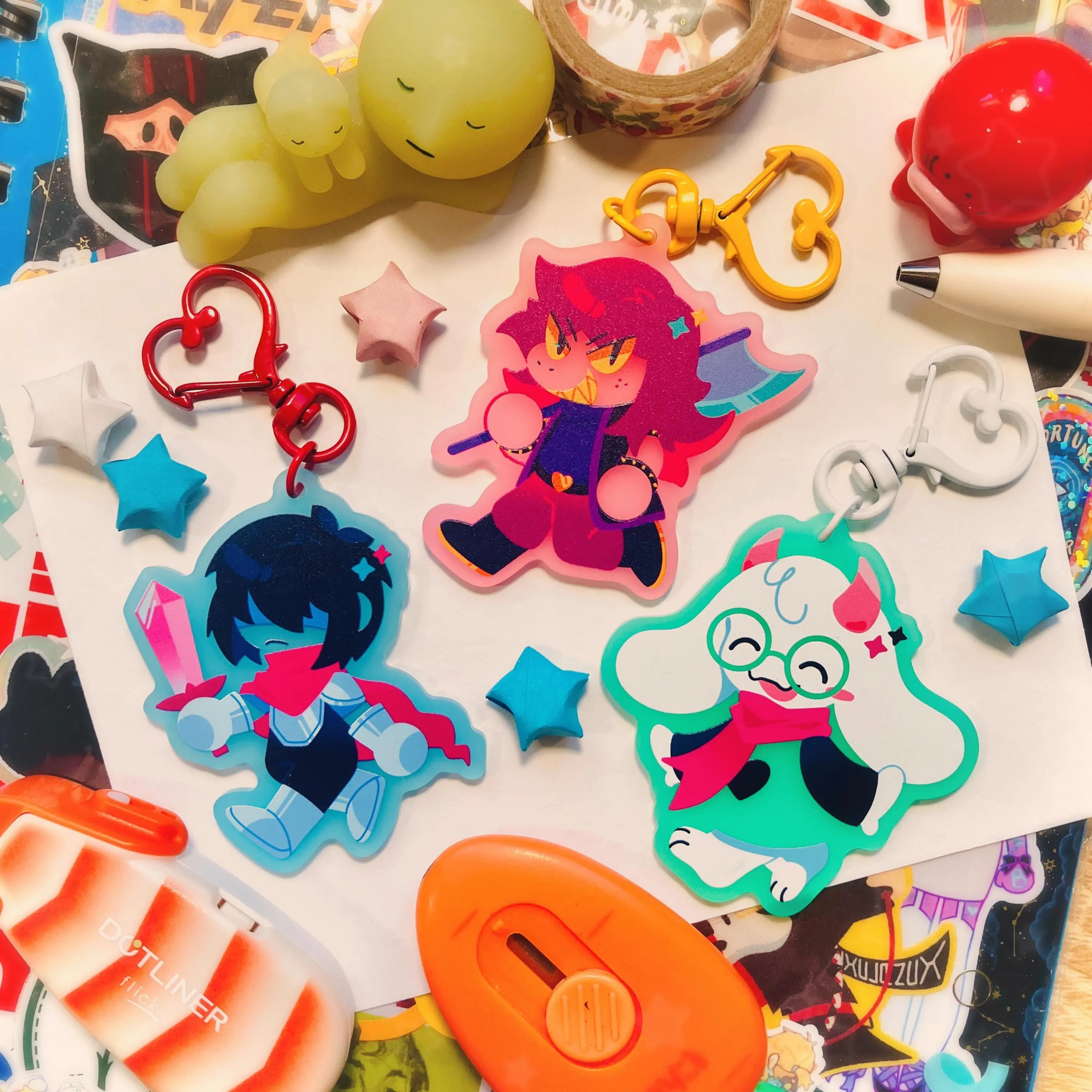 Deltarune Frosted Keychains: Kris, Susie, Ralsei