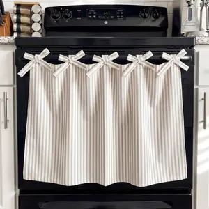 Handmade Striped Oven Skirt Curtain for Stove Farmhouse Kitchen Decor, Cotton Rustic Country Stove Cover Skirt Decorative Cottage Kitchen Curtains for Oven Washer Dish Cabinet