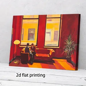 1 Edward Hopper <Nighthawk> Artist Mounting Canvas Painting-Retro Modern Wall Art, Suitable for Bedroom and Living Room Decoration, Classic Paintings That Can Be Hung Directly, Durable Wooden Picture Frame, High Quality Scandinavian Decorations, 2D Plane,