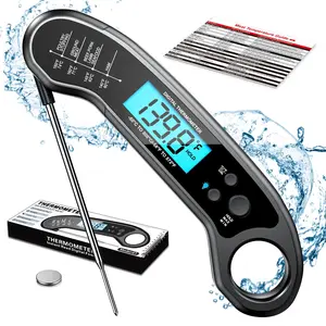 Foldable Stainless Steel Instant Read Digital Meat Thermometer, Hanging Waterproof Kitchen Thermometer for Grill, BBQ, Kitchen Use