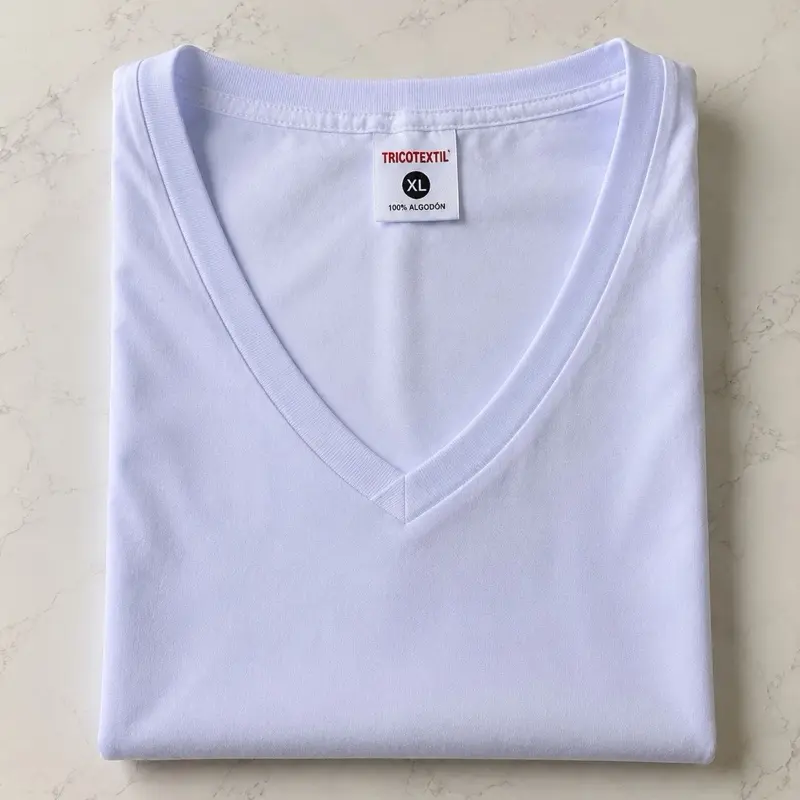 TricoTextil Men Cotton V-Neck T-Shirt Basic Casual