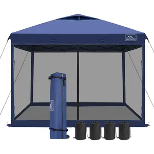 KAMPKEEPER 10x10 Pop Up Canopy Tent with Netting, Outdoor Sun Shade, Navy Blue KAMPKEEPER 10x10 Pop Up Canopy Tent with Netting, Outdoor Sun Shade, Navy Blue