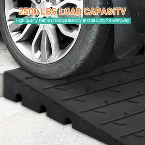 Heavy Duty Rubber Curb Ramp – 2.4" Rise, 33,000 lb Capacity – 1-Channel Design – 48"x16" – For Driveway, Loading Dock, Warehouse, Garage, Sidewalk