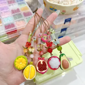 [NEW] Handmade Fruit Phone Strap & Keychain  | Cute Cat, Apple & Dessert Charm Accessories